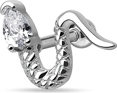 Produktbild von Autiga® Ohr Piercing Stecker Schlange Snake Zirkonia Kristall Tragus Helix Cartilage Barbell