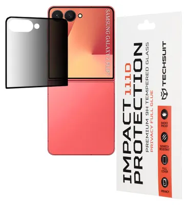 Produktbild von Datenschutzfolie "Privacy Techsuit" für Samsung Galaxy Z Flip7 F766, gehärtetes Glas, Vollverklebung, 111D