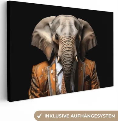 Produktbild von MuchoWow® - Leinwandbilder - Elefant - Porträt - Tier, Wandbild, Wanddeko Bilder Wohnzimmer, 120x80 cm