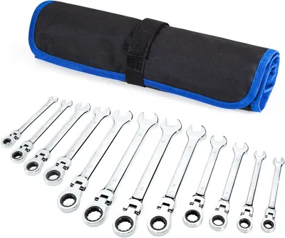Obrázek produktu pro Sada klíčů s očkem – 12 kusů – 8-19 mm – chrom-vanadiová ocel – s pouzdrem – stříbrná