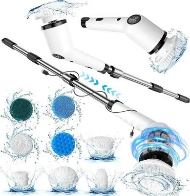 Produktbild von Famanu Elektrische Badkamerschrubber - IPX8 wasserdicht, 2 Geschwindigkeiten, 8 Bürstenköpfe