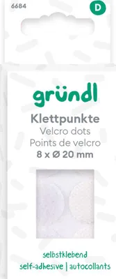 Produktbild von Gründl Klettpunkte selbstklebend 8 x Ø 20 mm weiß