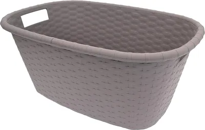 Produktbild von Home & Styling Wäschekorb, Rattan-Design, oval, Kunststoff, Grau (Gunpowder Grey)