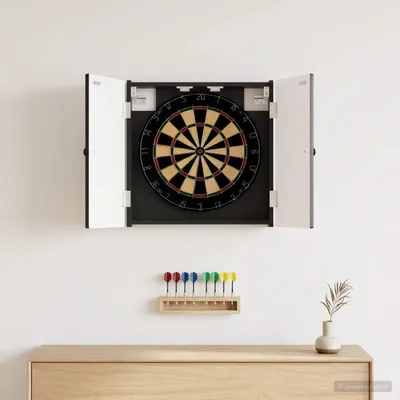 Produktbild von Möbel Dartboard Schrank BREDA Schwarz 52,5 x 10,5 x 53,5 cm - Dartpfeile &26776