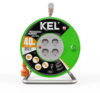 Image de Enrouleur de câble Rallonge 4x2P+PE Schuko IP20 16A 3x1,5 40m