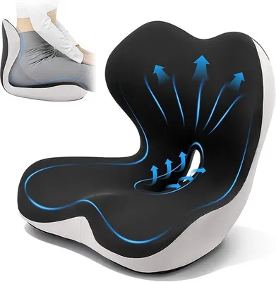 Produktbild von PolkaHome® Lendenstoelkissen Orthopädisches Sitzkissen Memory Foam mit Rückenlehne für Büro & Auto