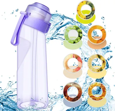 Produktbild von Trinkflaschen, Wasserflasche, BPA-frei, 650 ml, Fruchtduft, Wasserflasche mit 5 Geschmacksrichtungen, auslaufsicher,mit Strohhalm, Violett