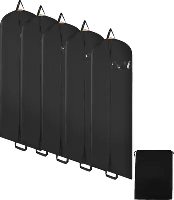 Produktbild von Clanmacy Kleidersack 5er Set 150x60cm Schutzhülle Kleiderhülle mit einem Griff schwarz Schuhsack