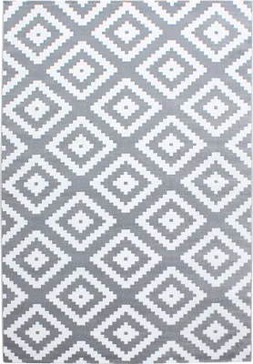 Productafbeelding van Kortpolig vloerkleed voor de woonkamer, grijs, rechthoekig, 280x370 cm, geometrisch design