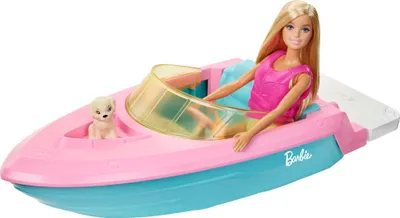 Produktbild von Barbie Boot-Spielset mit Puppe inkl. Haustier Hündchen und Zubehör