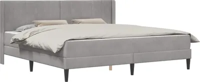 Produktbild von vidaXL Bettgestell mit Matratze Hellgrau 200 x 200 cm Samt
