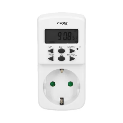 Produktbild von Programmierbare Steckdose ORNO VIRONE DT-2(GS), Mini, 230V, 1800W, 10 Zeitprogramme, 12/24 Stunden, weiß