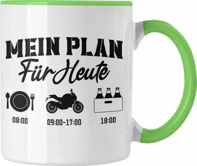 Produktbild von Trendation - Motorradfahrer Geschenk für Männer Motorrad Tasse Sprüche Kaffeetasse für Biker Herren (Grün)
