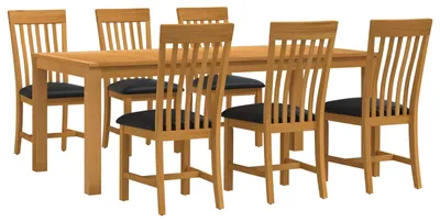 Produktbild von vidaXL Essgruppe 7 Stk. Schwarz Massivholz Eiche