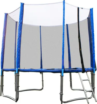 Produktbild von GoodJump 4UPVC blaues Trampolin Ø 400 cm, Outdoor-Trampolin, Kindertrampolin für den Garten, mit Sicherheitsnetz, Komplett-Set inkl. + Leiter, 244/305/366/400 Trampolin