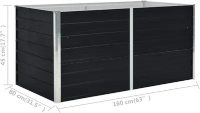 Produktbild von DELUKE Hochbeet OSKAR, Anthrazit, verzinkter Stahl, 160x80x45cm, wetterfest, offene Unterseite, einfacher Aufbau, Schutz vor Ungeziefer