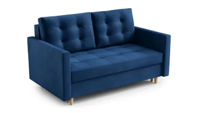 Image de AX LIVING Spaxton Canapé 2 places petit 155 cm bleu foncé avec fonction sommeil