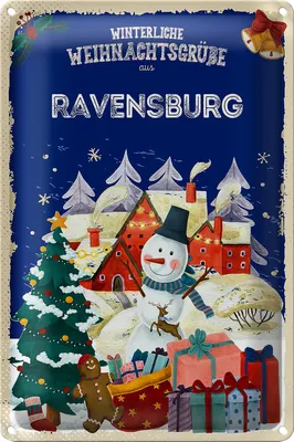 Produktbild von Blechschild Weihnachtsgrüße RAVENSBURG 20x30cm