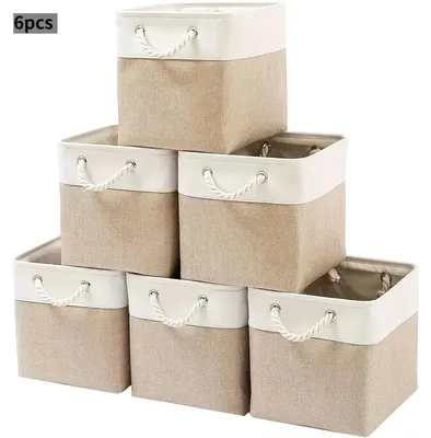 Image de 6 paniers de rangement pliables en tissu