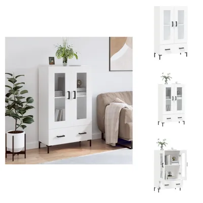 Productafbeelding van vidaXL Hoge kast, wit, 69,5 x 31 x 115 cm, houtvezel - Dressoirs
