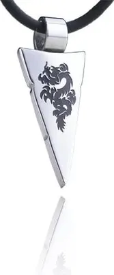 Produktbild von Edelstahl Anhänger drache mit Kautschuk Kette Uni Männerschmuck- 50cm