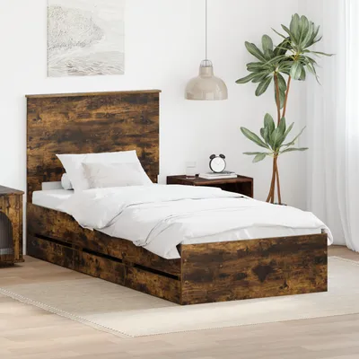 Zdjęcie produktu dla vidaXL Rama łóżka z dębu wędzonego 100 x 200 cm Drewno inżynieryjne