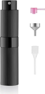 Produktbild von Nachfüllbarer Reiseparfümzerstäuber 10 ml, schwarzes Aluminium, Mini Parfümflasche, für unterwegs