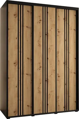 Produktbild von MEBLE KRYSPOL Davos 6 Schrank, drei Türen - 235,2x170x60 cm - Schwarz Artisan Schwarz