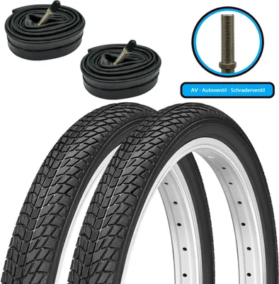 Produktbild von Fahrradreifen 16x2,125 Zoll 57-305 Mantel Decke SET inkl. 2x AV Schlauch