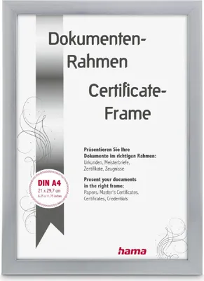 Produktbild von Hama Chiaro, Einzelbilderrahmen, Kunststoff, Silber, Wand, 10 x 15 cm, Rechteckig