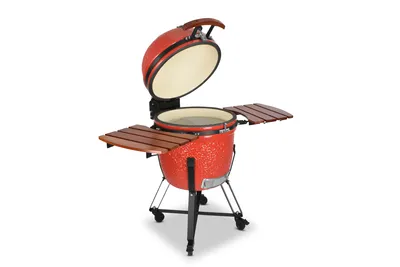 Produktbild von Kamado SE-21 Grill Rot 55cm Grilldurchmesser BBQ Keramik Holzkohlegrill Grill mit Holzkohle