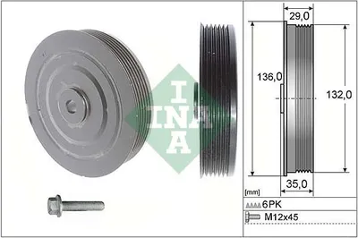 Produktbild von INA Riemenscheibensatz Kurbelwelle 544 0009 20 für RENAULT CLIO II (BB0/1/2, CB0/1/2) 34,50mm 134mm