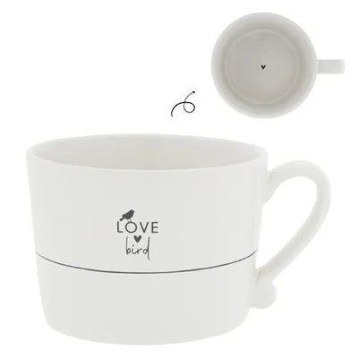 Produktbild von Becher, Tasse LOVE BIRD mit Vogelmotiv 300ml weiß schwarz Bastion Collections