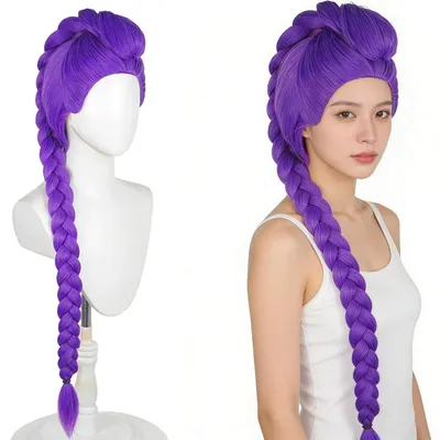 Zdjęcie produktu dla Fioletowa peruka w warkoczach, idealna do cosplayu i imprez