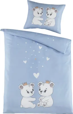 Produktbild von Optidream Renforcé Baby Bettwäsche 100 x 135 cm Bettbezug Kopfkissenbezug 40 x 60 cm Bärenfreunde