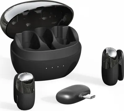 Produktbild von Drahtloses Mikrofon, professionelles Ansteckmikrofon, Ansteckmikrofone, Rauschunterdrückung, keine Verzögerung, Plug-and-Play, leichtes Doppelmikrofon, Typ C, wiederaufladbar, für Live-Übertragungen von Mobiltelefonen, Außenaufnahmen