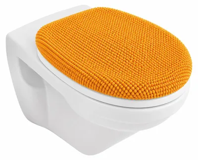 Produktbild von heimtexland ® Badvorleger Chenille Super Flauschig Saugstark Badteppich Badematte Typ771 Orange WC-Deckelbezug 38x48 cm