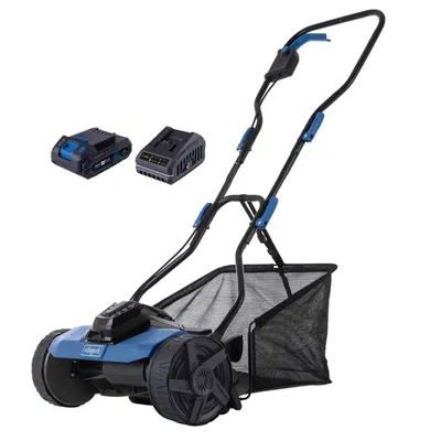 Produktbild von Scheppach Akku-Spindelmäher C-SPM380-X - 20V IXES | 38cm Schnittbreite | 45L Fangkorb | inkl. 2Ah Akku + 2,4A Ladegerät