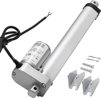 Zdjęcie produktu dla Napęd liniowy – 12 V Siłownik liniowy – skok 20,32 cm – siła pchająca 1000 N – prędkość 15 mm/s – stopień ochrony IP54 – z uchwytem montażowym
