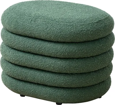 Produktbild von SVITA BLOSSOM S Hocker mit Stauraum Sitzhocker Ottomane Boucle-Polster Dunkelgrün