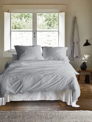 Produktbild von Irisette Mako-Satin uni Bettwäsche-Garnitur uni Paris 8000  Farbe grau Größe  140x200+70x90cm