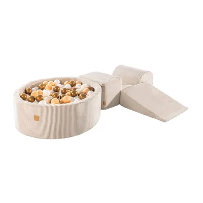 Produktbild von MeowBaby® Spielset mit Bällebad – White Pearl, Beige & Gold