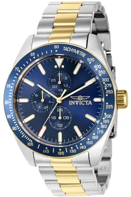 Produktbild von Invicta Aviator 39076 Herrenarmbanduhr - Quartz Bewegung - Edelstahl mit Blauem Zifferblatt - 45 mm