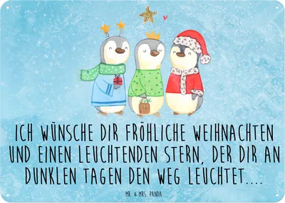 Produktbild von Mr. & Mrs. Panda tafel Winterzeit Heilige drei Könige DIN A6 - Eisblau - Geschenk, Wandbild, Heiligabend, Türschild, Schild, Weihnachten, Blechschild, Weihnachtstage
