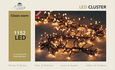 Productafbeelding van Led classic cluster lights 1152l/6,9m - 4m aanloopsnoer zwart - bi-bui trafo Anna's collection