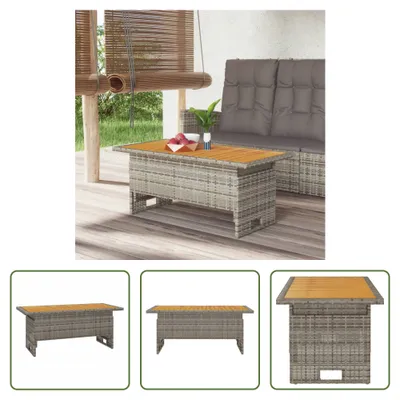 Produktbild von The Living Store Gartentisch Grau 100x50x43/63 cm Akazienholz & Poly Rattan