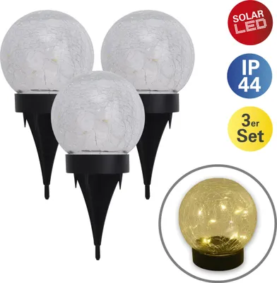 Produktbild von Solarleuchte Garten 3er Set Kugel Solarlampe Außen Außenleuchte Solar 5248203