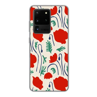 Produktbild von MuchoWow® Handyhülle Schutzhülle Hülle für Samsung Galaxy S20 Ultra Blumen - Rose - Muster Silikon Softcase Handy Hülle - Karteninhaber