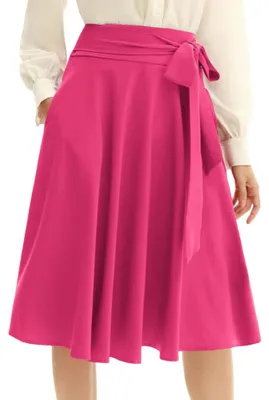 Imagen del producto de Falda midi de Damen, corte evasé, elegante, estilo vintage, color rosa
