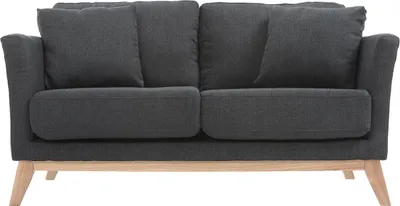 Produktbild von Miliboo - Sofa skandinavisch 2 Plätze Dunkelgrau und helle Holzbeine OSLO
